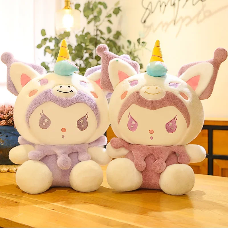 Anime Sanrio Kuromi Plush Toys Transforming Into A Unicorn Series Plush Filled Doll Sleeping Pillow Kid Christmas Birthday Gift