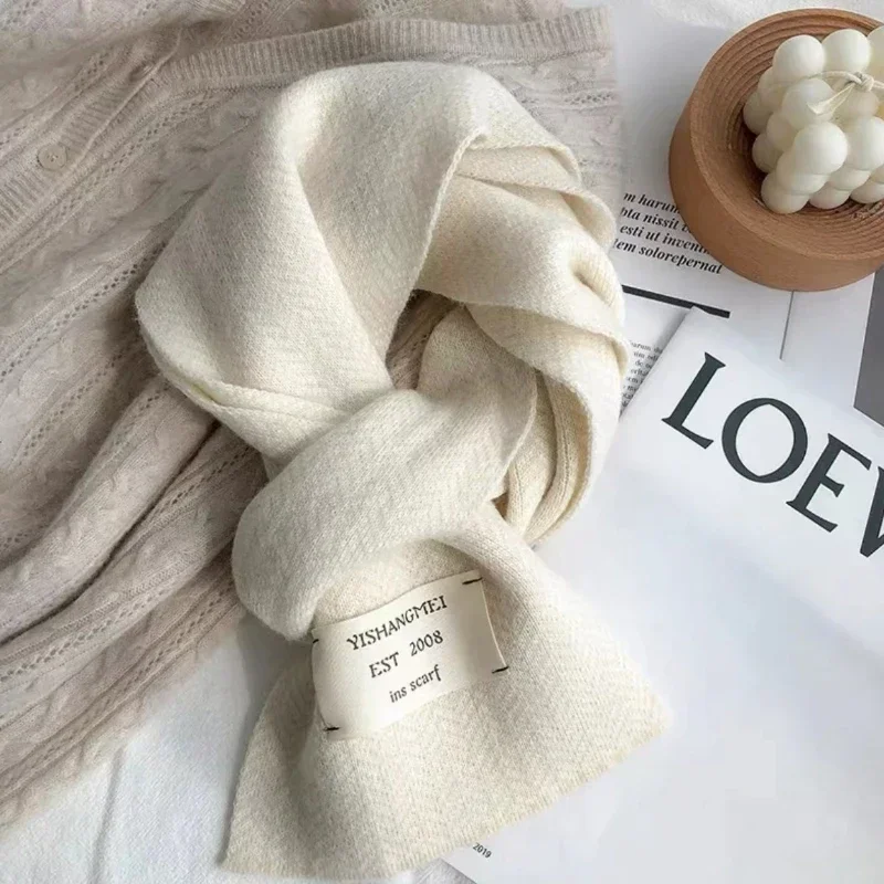 Women\'s Korean Fashion Winter Scarves High Quality Knitted Scarf Vintage Stripe Pattern Scarves Winter Outdoor Warm Scarves New