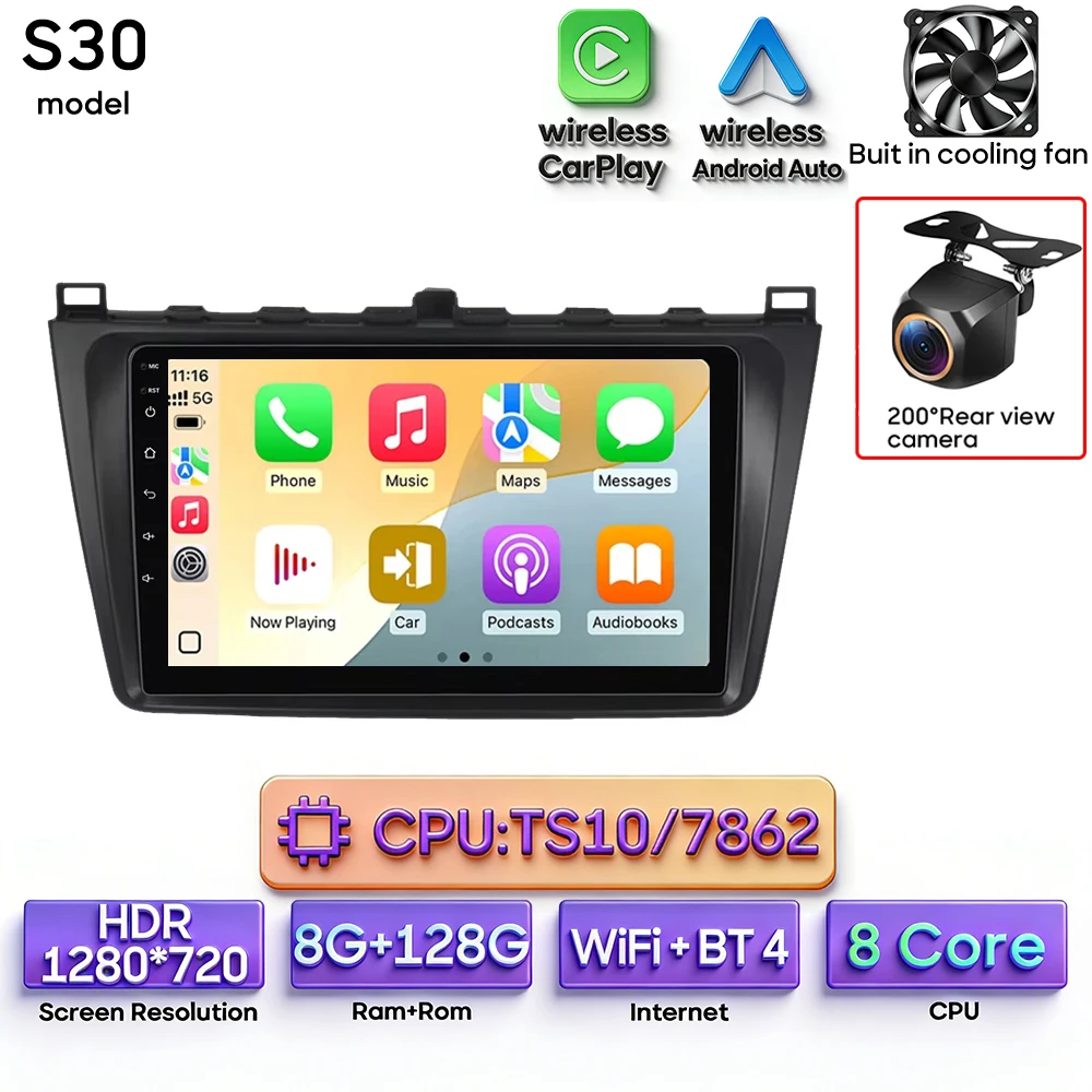 Android 16 voor Mazda 6 Rui GH 2008 - 2015 Auto Multimedia Speler Draadloze Carplay Autoradio Stereo Video Wifi Navigatie GPS BT