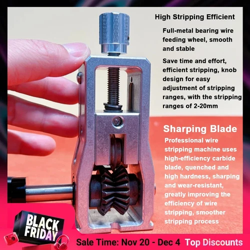 Venta caliente Geevorks pelador de cables portátil para el hogar herramienta de pelado de cables Manual de aleación de aluminio herramienta de pelado eléctrico de cables de 2-20mm