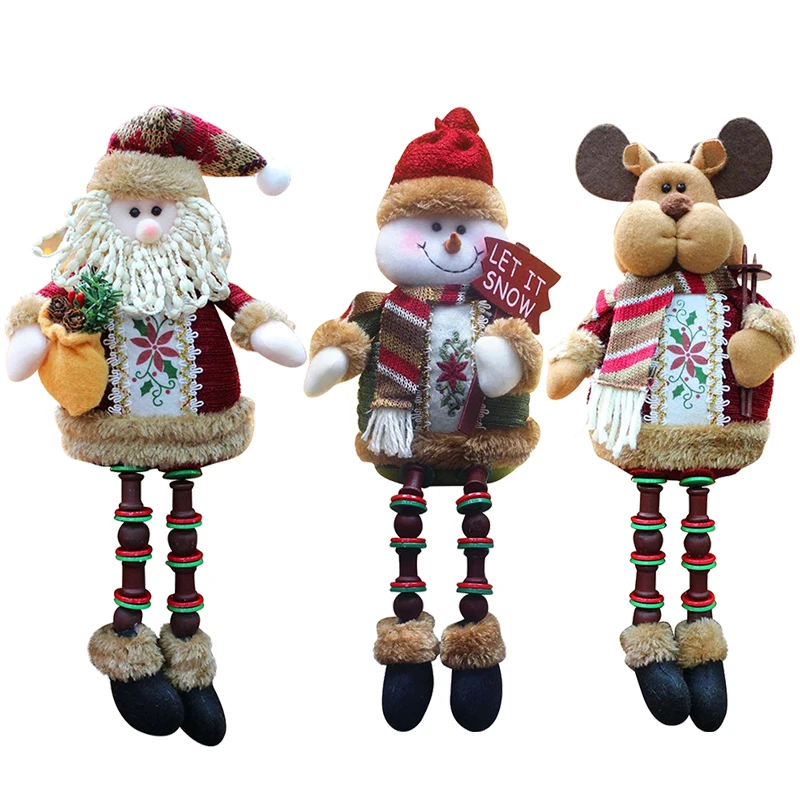 Christmas Santa Snowman-Reindeer Christmas Decoration 2025 Leg Table Mantel Decoration Plush Dolls Christmas Gifts For Kids Baby