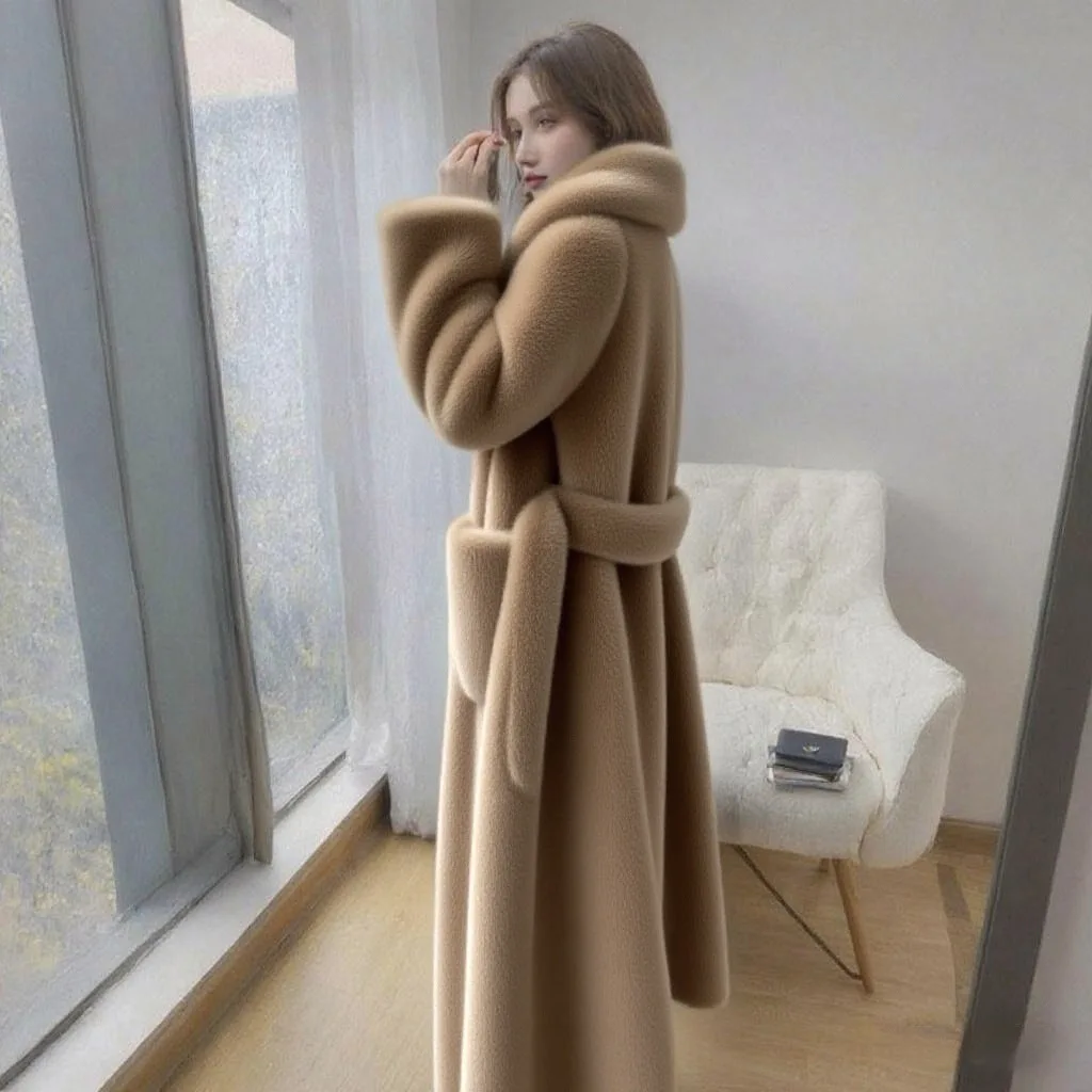 เสื้อโค้ทขนเฟอร์เทียมขนาดใหญ่สำหรับผู้หญิง เสื้อแจ็คเก็ตขนยาวหลวมๆ เสื้อคลุมขนหนานุ่ม เสื้อพาร์กาสำหรับผู้หญิง เสื้อผ้าผู้หญิง ฤดูใบไม้ร่วง ฤดูหนาว 2025