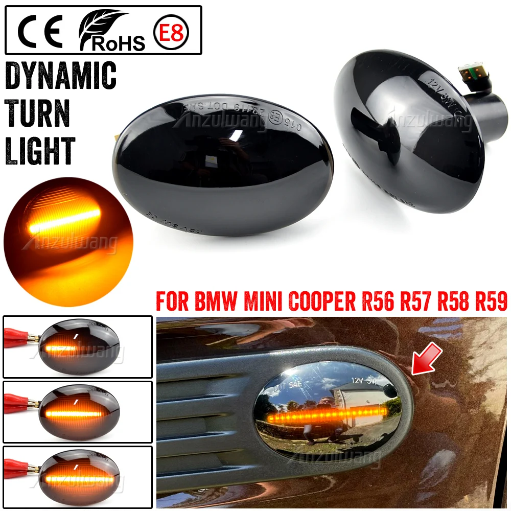 Lampu Repeater sisi mengalir mobil 2X 12V indikator lampu penanda samping LED dinamis untuk BMW MINI Cooper R55 R56 R57 R58 R59 2007-2013