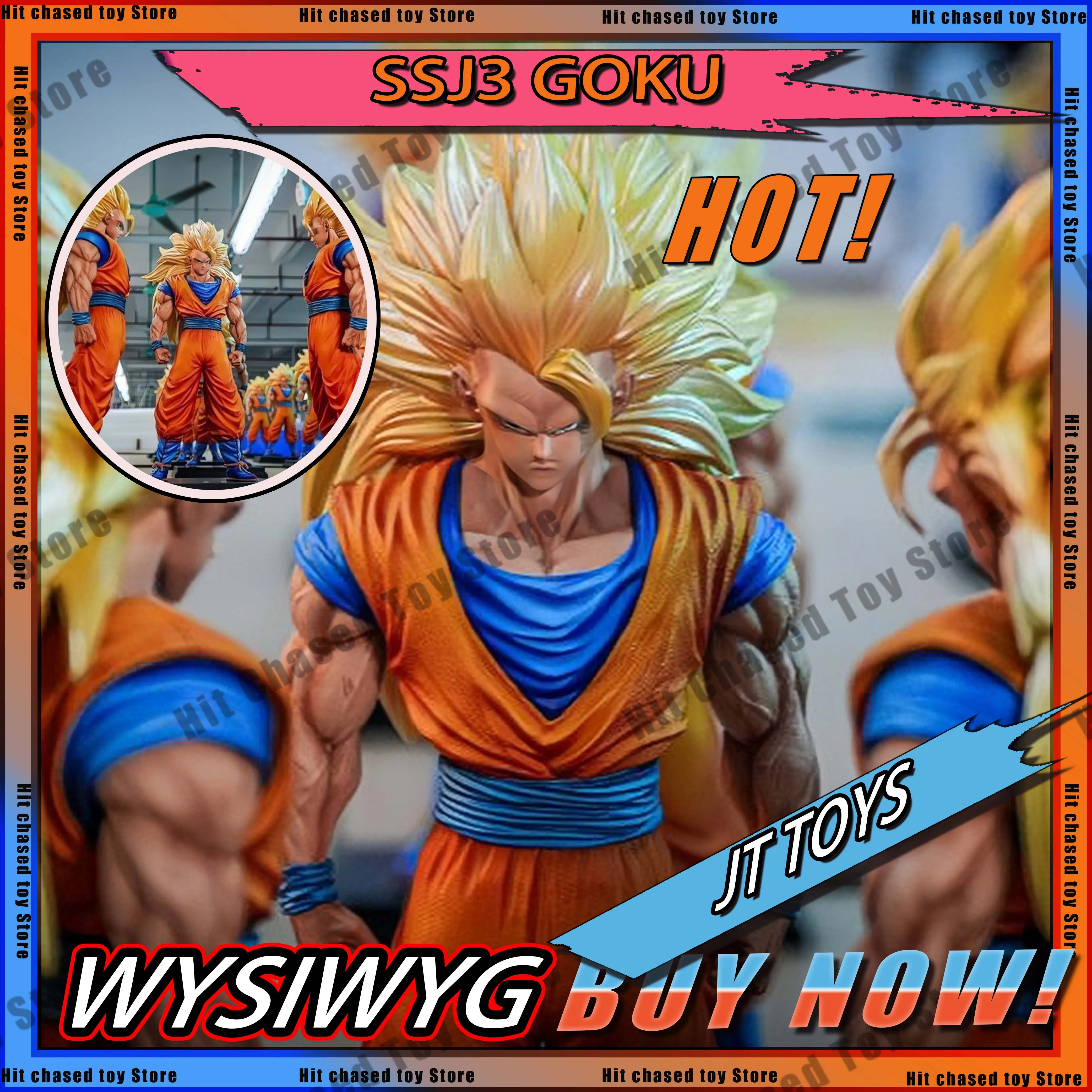 

IN STOCK 34cm JT Toys Dragon Ball Anime Action Figure Figurine Son Goku Ssj3 Goku Super Saiyan 3 Figures PVC Statue Model Gift