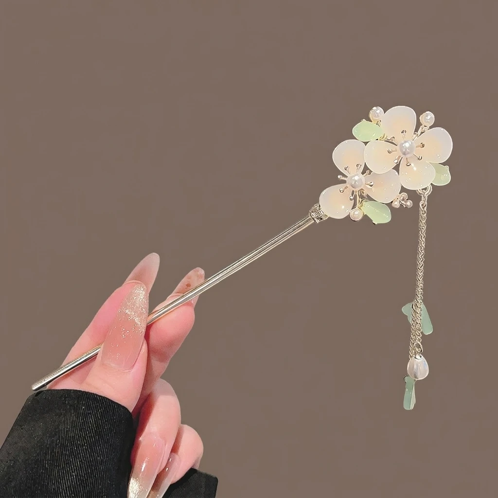 Vintage Chinese Style Tassel Hair Pins Valley Lily Flower Pearl Designs Hair Sticks Metal Alloy Headwear Women Girls Hairpins view 5