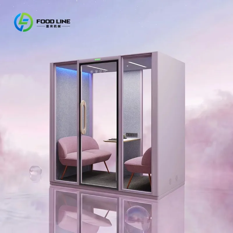 Customized 2 Person Office Meeting Pod Mobile Working Cabin LED Lighting Low Noise Study Cabin Booth Acoustic Cabin