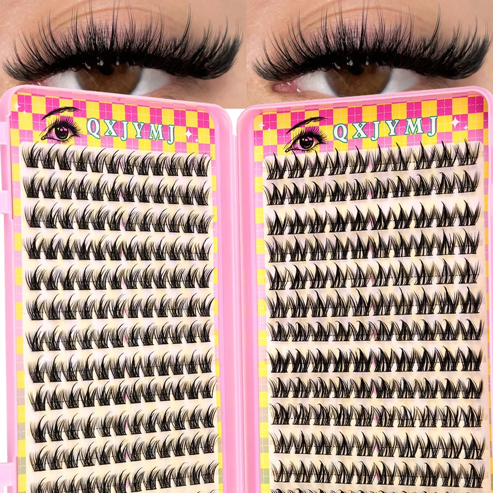28 Rows Individual Cluster False Eyelashes 2 Styles Little Devil & Dog-like C Curl Wispy DIY Eyelash Extensions Eye Makeup