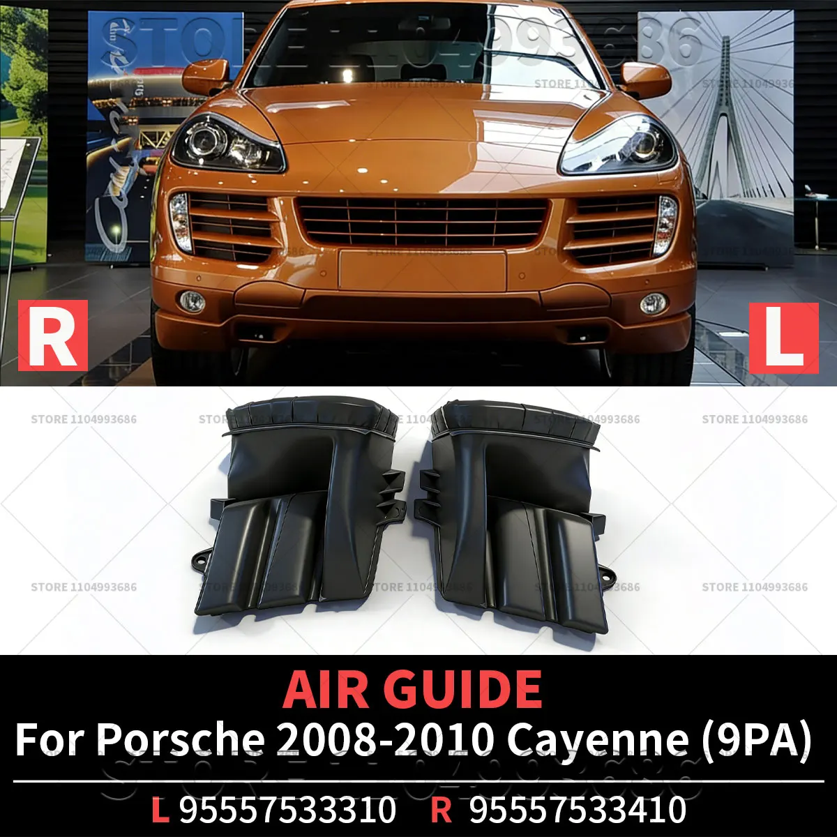 

For Porsche 2008 2009 2010 Cayenne GTS S (9PA) Front Bumper AIR GUIDE Left And Right OEM 95557533310 95557533410