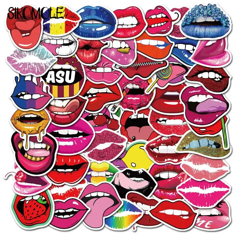 10/30/50PCS Cartoon Hot Sexy Lips Sticker DIY Toy Cute Decal Stickers Laptop Phone Suitcase Guitar Fridge Car Decal Stickers F5