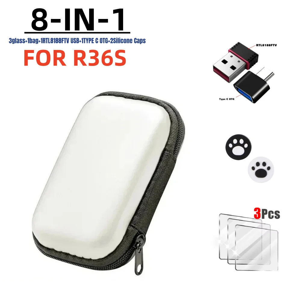 R36S (WiFi) RTL8188FTV USB Dongles and Type C OTG Adaptor Screen Protector for R36S Retro Gaming Console Handheld Accessories