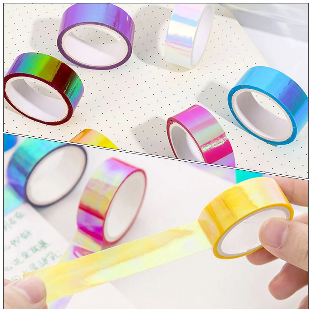 12 Rolls PVC Self adhesive Tapes Metal Color Pocket Glue Size Duct Waterproof Hand Account Gradient Multi purpose Decorative