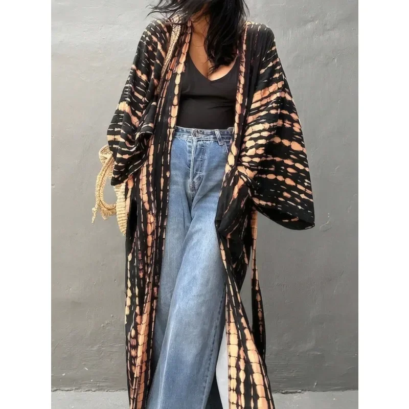 زائد حجم جديد أزياء المرأة المطبوعة بالأزرار السيدات عارضة فضفاض الشمس حماية بيكيني للشاطئ ملابس السباحة التستر قمم