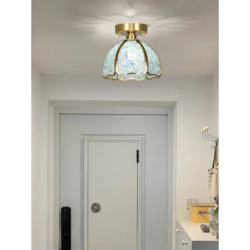 Nordic natural crystal copper ceiling light Corridor porch Bedroom balcony American entry ceiling