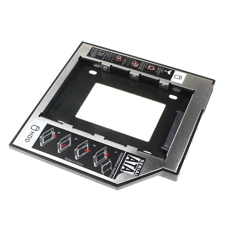 Hot Sell SATA 3.0 2nd HDD Caddy 9.5mm For 2.5" SSD Case Enclosure With LED For Laptop DVD CD ROM Material Plastic Steel Adapter