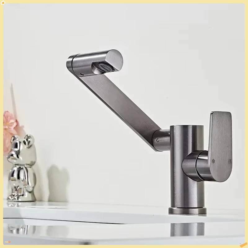 Серый вращающийся на 360 градусов смеситель для горячей и холодной воды с одной ручкой