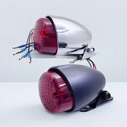 Yecnecty Motorcycle Tail Rear Light Black ABS Housing+Metal Bracket Motorbike Brake Stop Lamp For Cafe Racer Honda Kawasaki