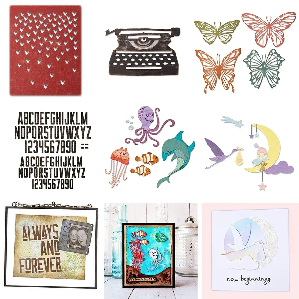 Schmetterling Fallende Herzen Metall Stanzformen Unter Dem Meer Tiere Alphabet Zahlen Stirbt Für DIY Scrapbooking Karte Handwerk Machen