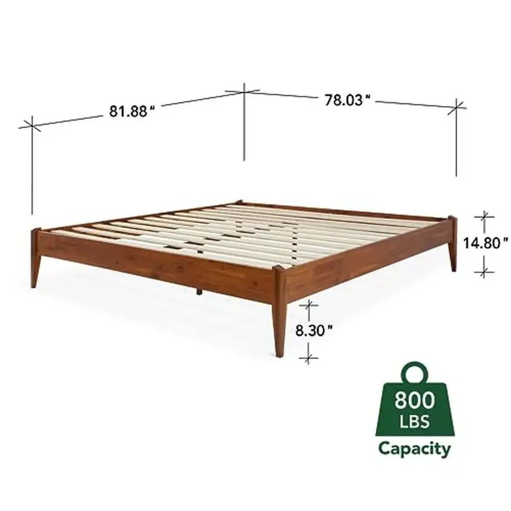 Modern Japanese Joinery King Bed Frame Solid Wood Platform Design Sturdy Wood Slat Support No Box Spring Needed Easy Assembly