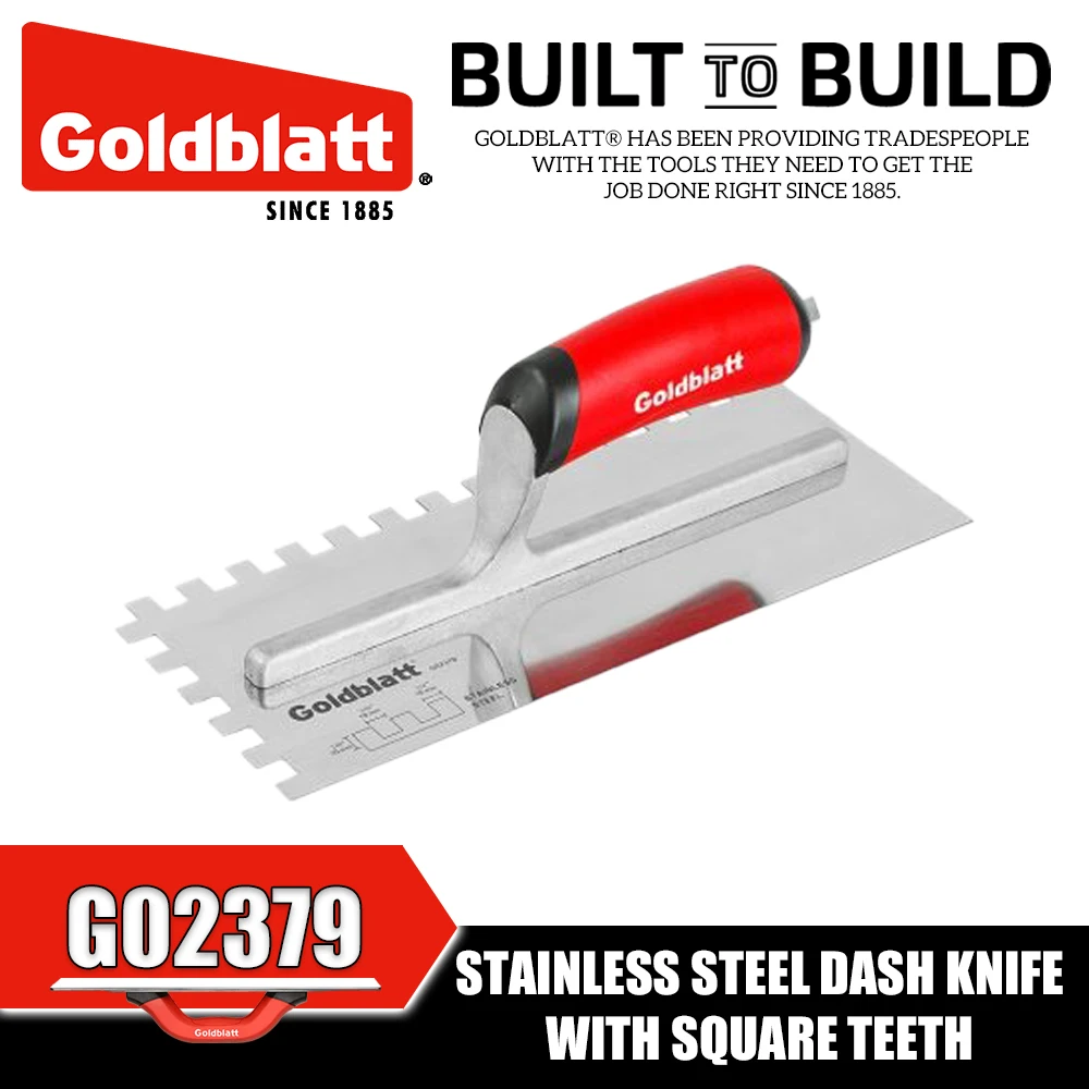 GOLDBLATT G02413 G02414 G02379 G02416 G02384 G02385 G02422 G02423 G02424 G02365 Pro Stainless Steel Notch Trowel