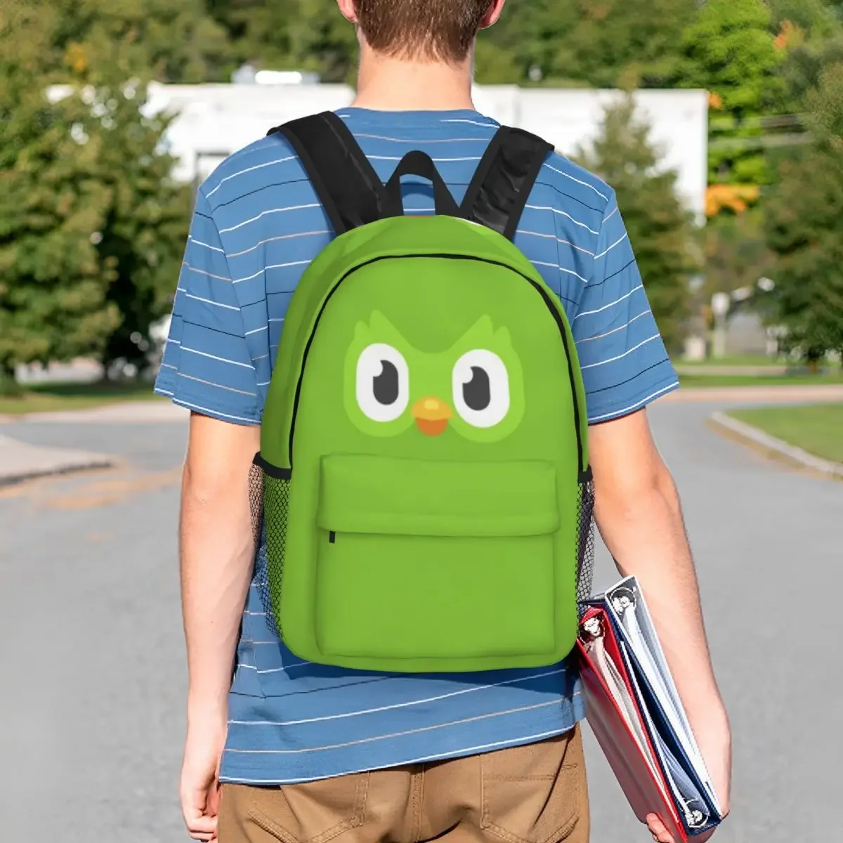 Duolingo Owl Duo 2 Backpacks Boys Girls Bookbag Cartoon Students School Bags Travel Rucksack Shoulder Bag Large Capacity