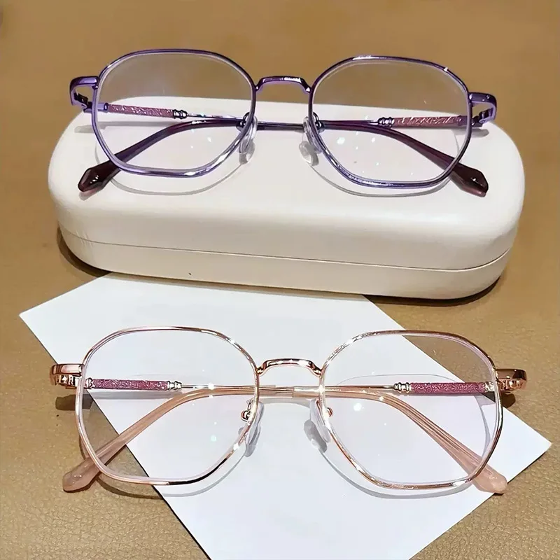 0 bis + 4,0 Metall Polygon Lesebrille Advanced Feeling Funkelndes Temperament Lesebrille Anti-Blaulicht-Brille für ältere Menschen – Detail 1