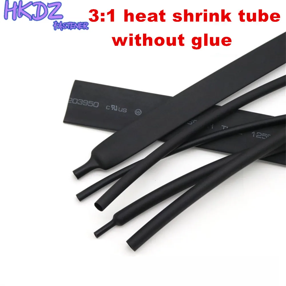 Heat Shrink Tube without Glue Adhesive Lined 3:1 Tubing Sleeve Wrap Wire Insulation Cable kit 1.5/3/4.5/6/7/9/12/15-50mm