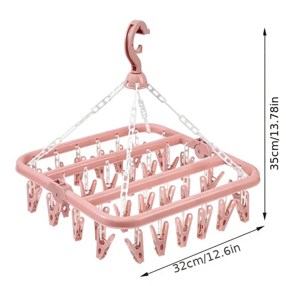 Large Capacity Clothes Drying Hanger with 32 Clips / 8 Clips Socks Underwear Drying Folding Laundry Hanging Rack