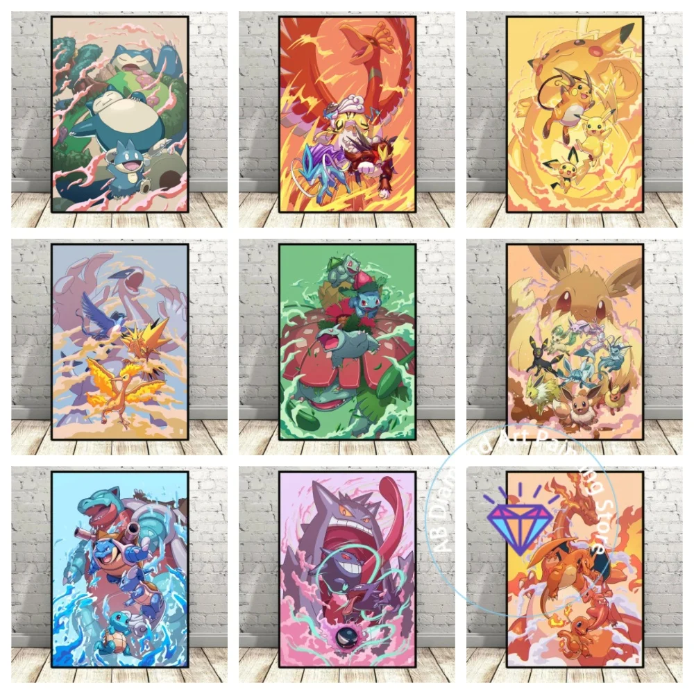 

Lightning Style Pokemon Pikachu Eevee Square Round AB Diamond Painting Kit DIY Cross Stitch Handmade Art Crafts Home Decor Gift
