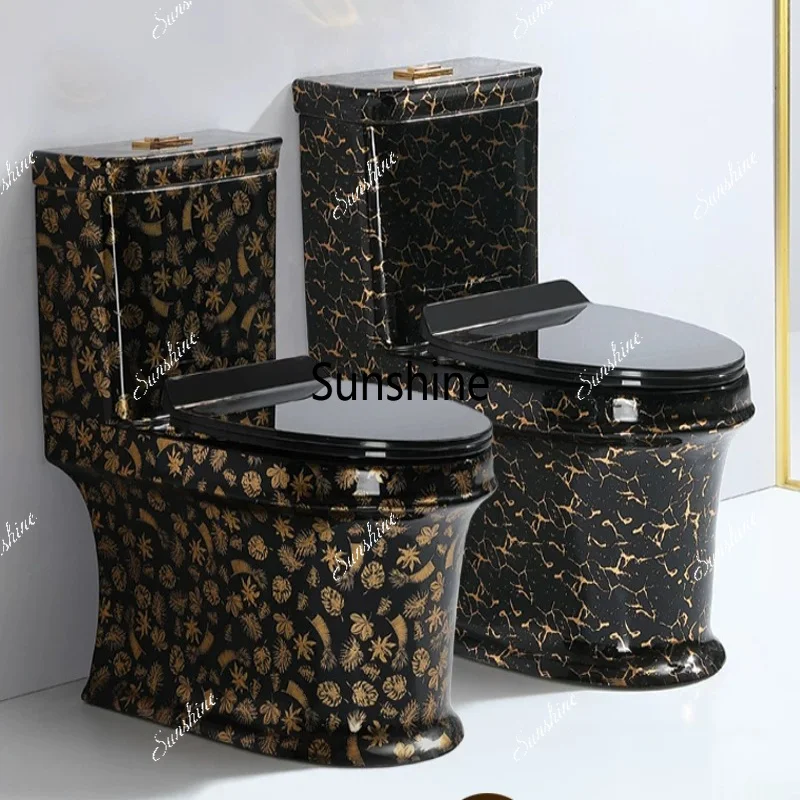 Household black ceramic color siphon super whirlpool toilet silent deodorant pumping large diameter