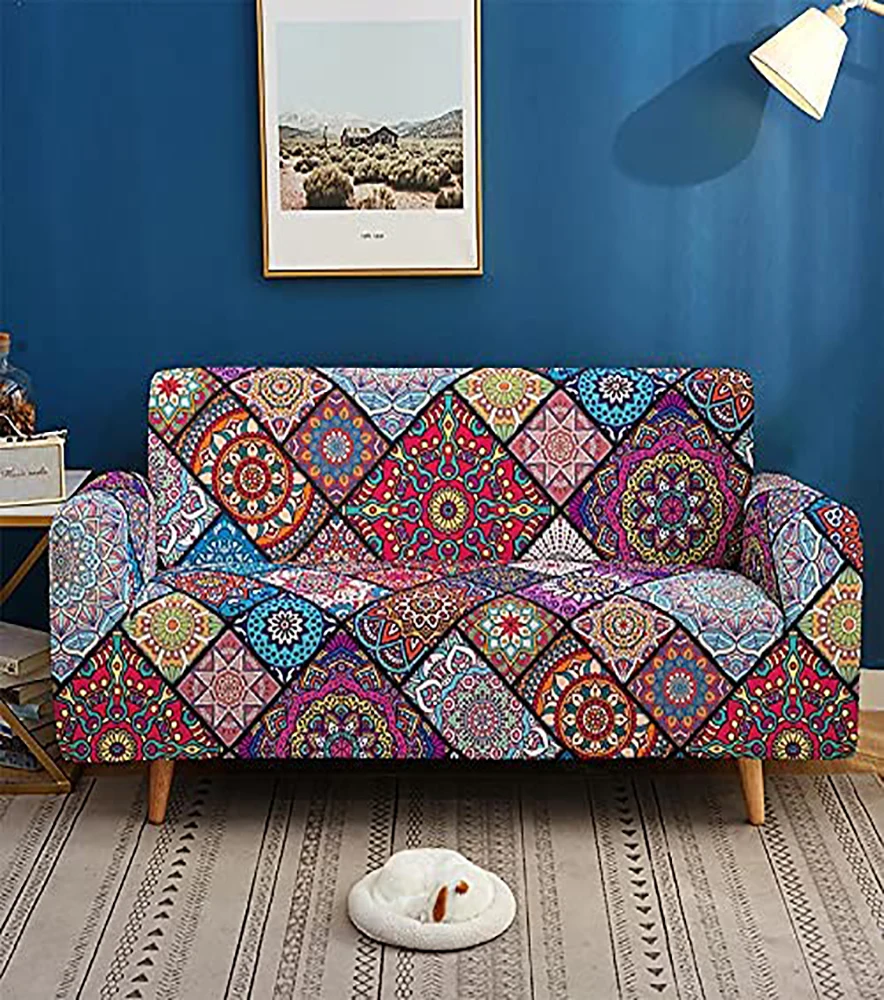 Vintage Print Elastic Sofa Cover Modern Sofa Cover Living Room Part Corner L-shaped Chair protection