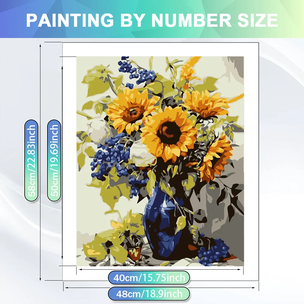 HUACAN Paint By Number Canvas Sunflower Painting Kits Pictures Oil Paint Colorful Canvas Floral Gift For Diy Wall Set