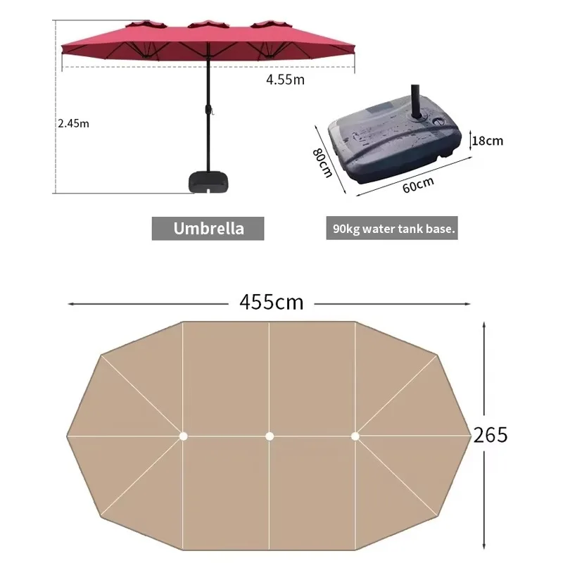 High Quality Low Price Steel Frame Big Size Umbrella Lighting Restaurant Garden Patio Outdoor Poolside Club Beach Resort Parasol
