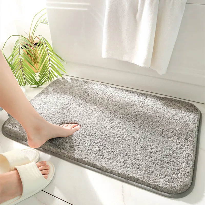 Bathroom Doormats Thickened Solid Color Mats Modern Minimalist Style Carpet Water Absorption Non-slip Machine Washable Rug