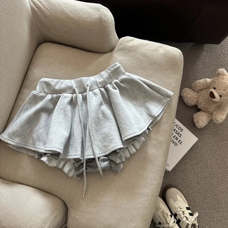 Hohe Taille Kordelzug Tutu Rock Frauen Y2K Sommer Mode Alle-Spiel Mini Röcke Koreanische Anti Glare Kawaii Dance Röcke neue