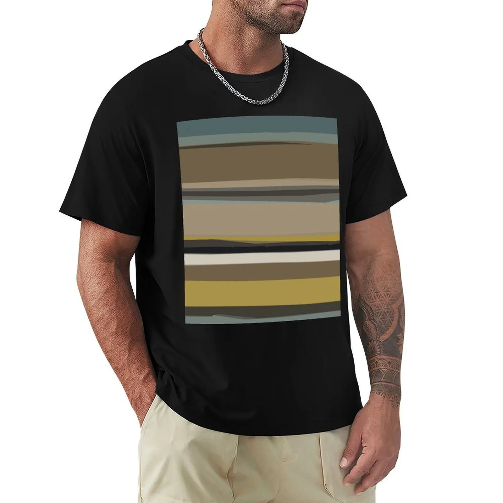 Modern Contemporer Horizontal Shape T-Shirt Casual Holiday Short Sleeve Tee