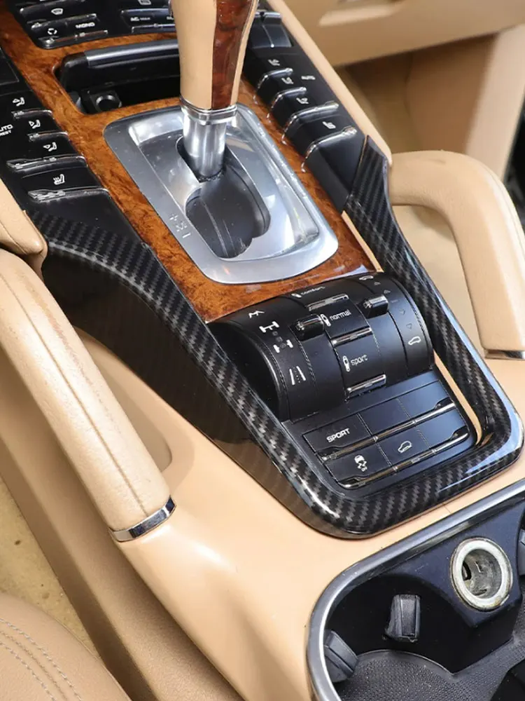 

Carbon Fiber Texture Car For Porsche Cayenne 2011 2012 2013 2014 2015 2016 2017 Interior Center Console Gear Shift Cover Trim