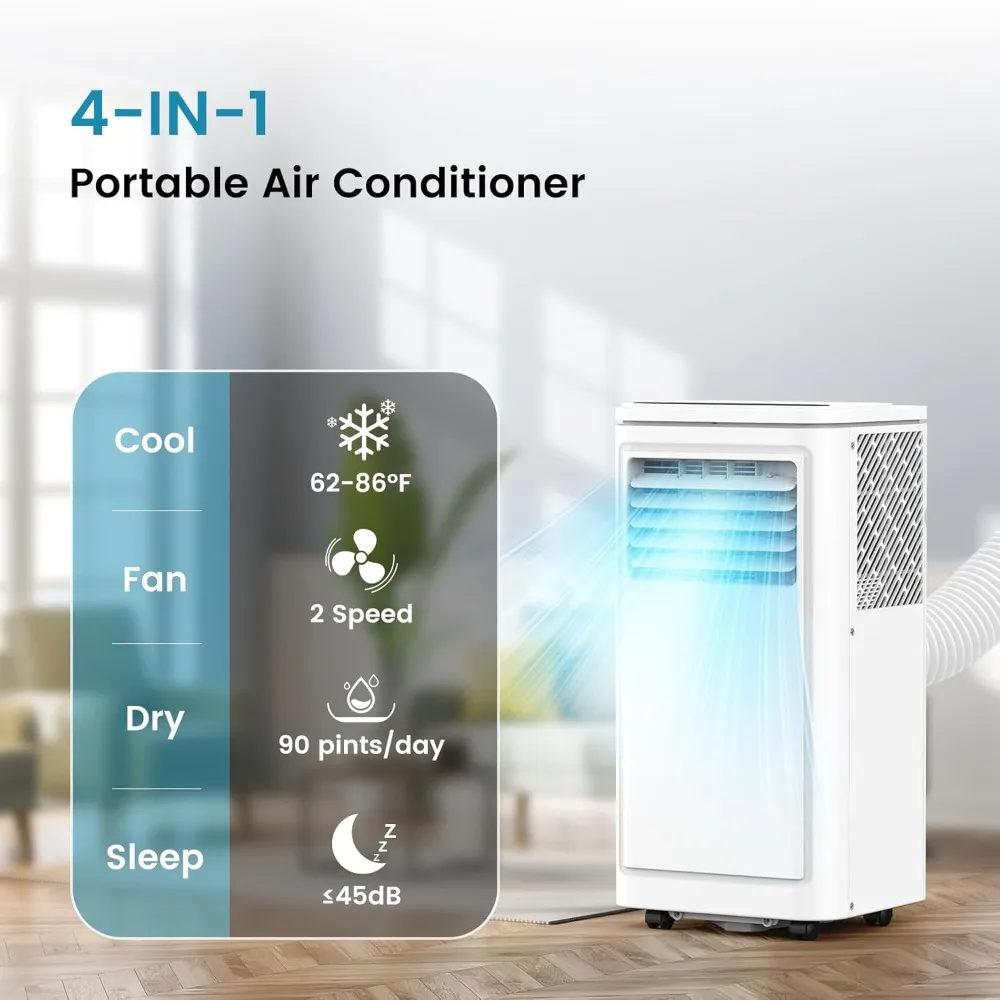 Portable Air Conditioners, Portable AC Cool up to 350 Sq.Ft, 4 Modes Room Air Conditioner with Remote/LED Display/24Hrs Timer