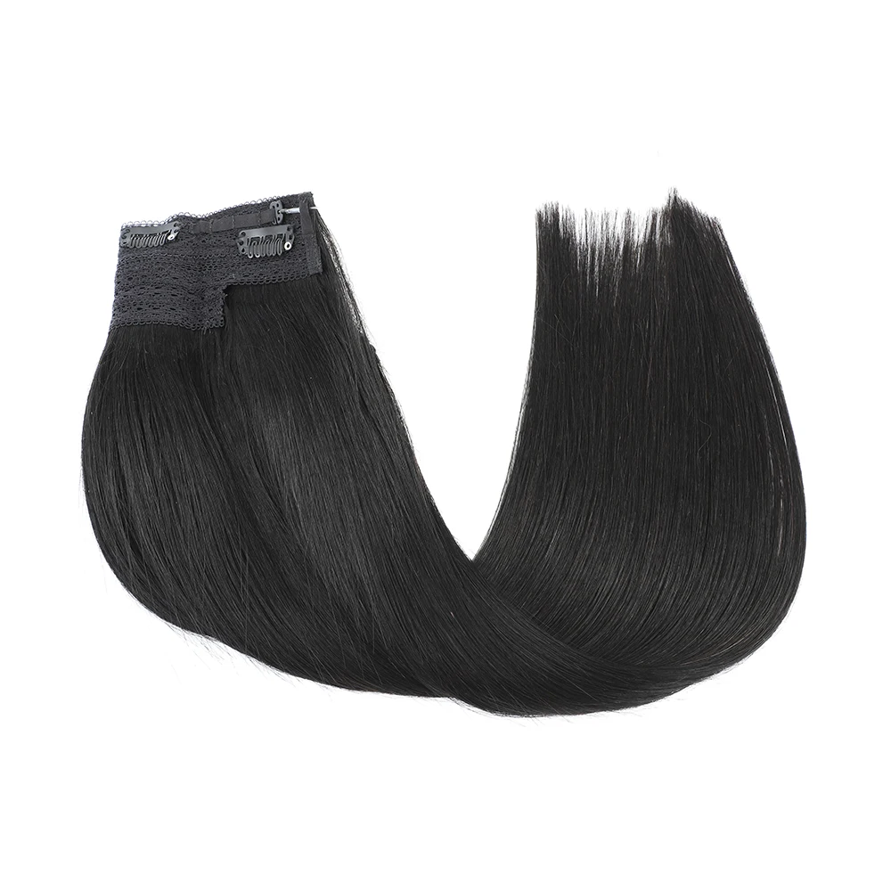 RemeeHi Invisiable Hair Pieces Human Hair Straight Fish-line Wire Micro Hair Extension for Women 90g 20 Inch 25cm Natural Black