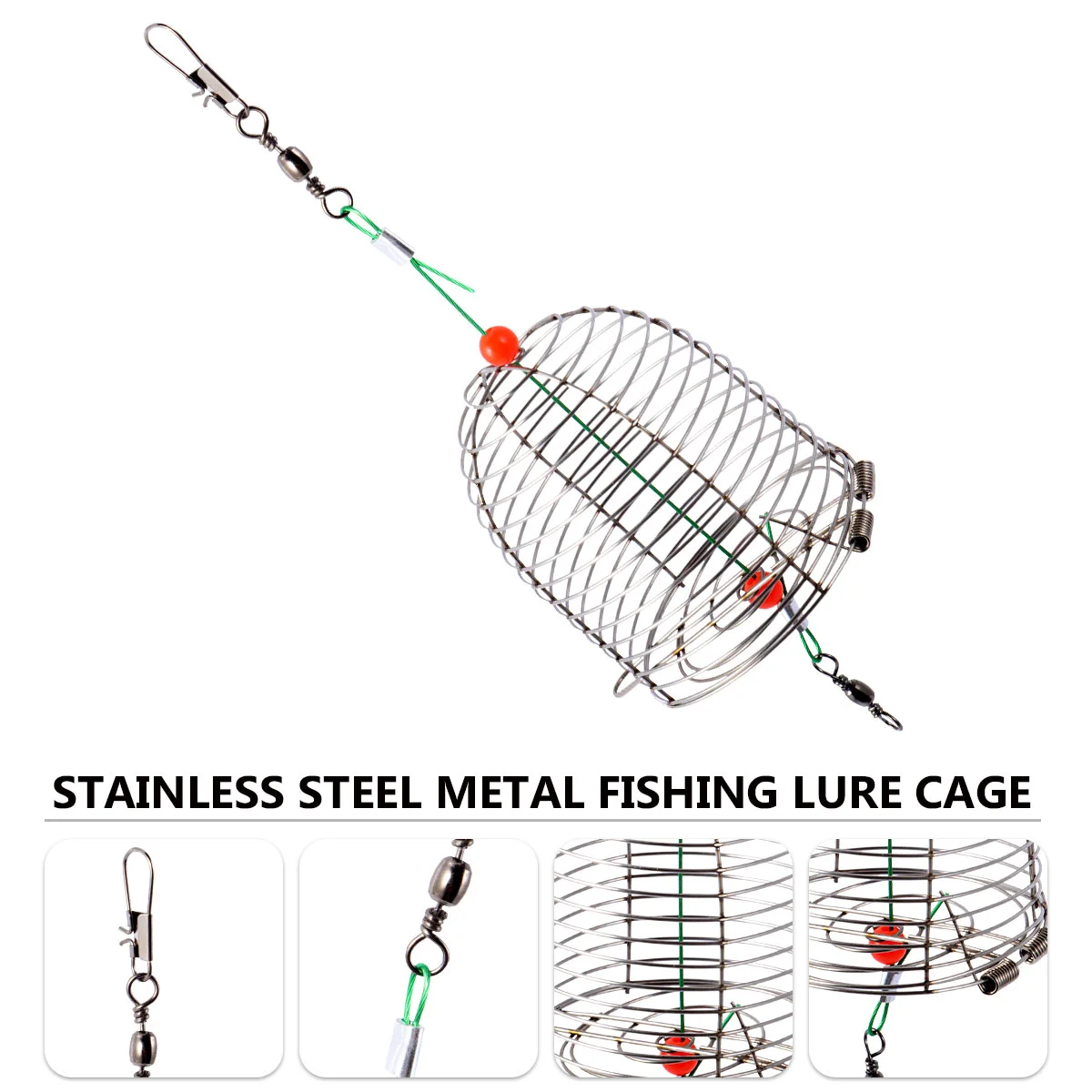 

5 Pcs Stainless Steel Metal Bait Cage Fishing Lure Trap Large Collapsible Floating Basket