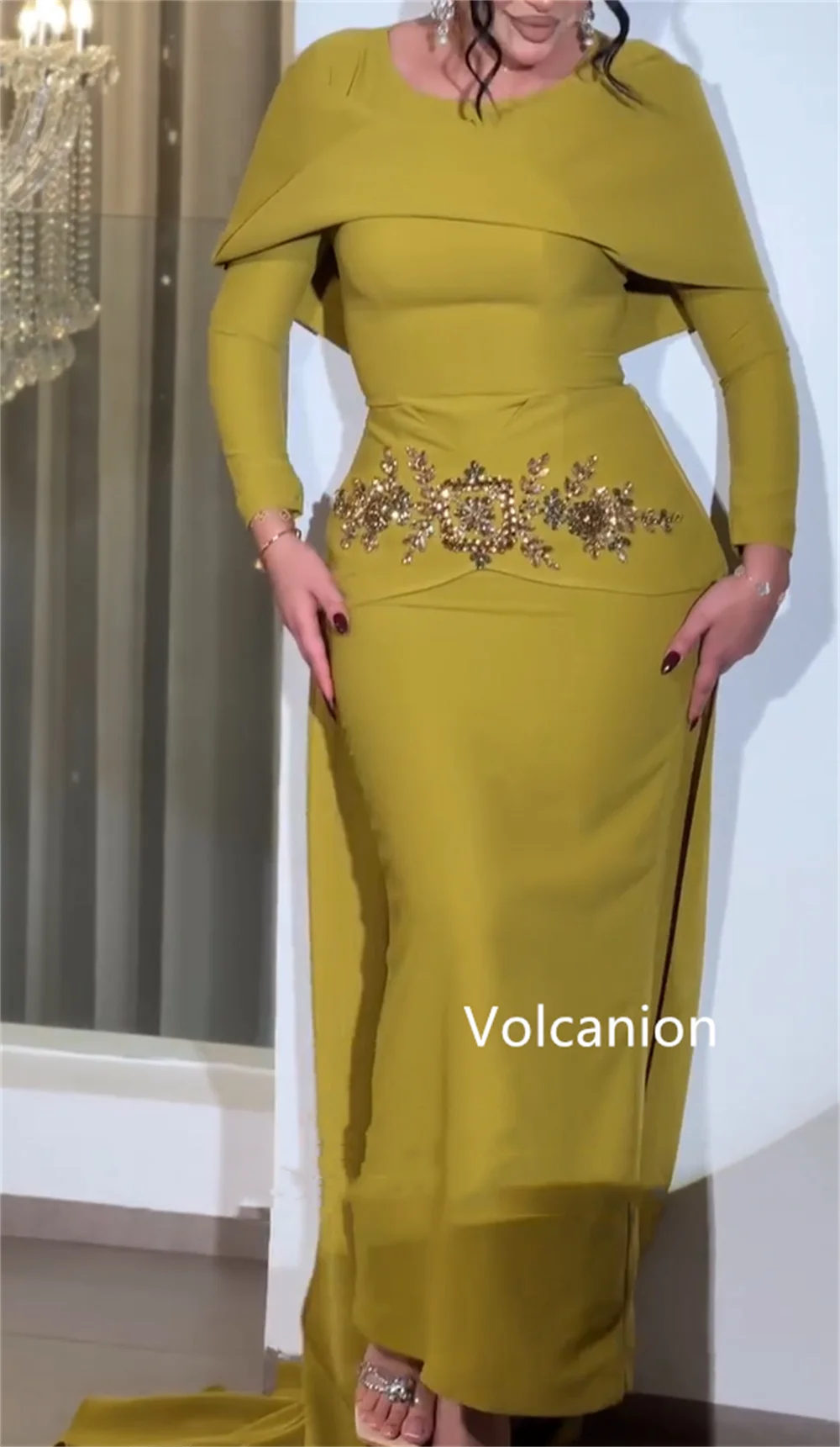 Personalizado simples jérsei plissado lantejoulas sereia o-pescoço vestidos de noite longos luxo 2025 celebridade alta qualidade