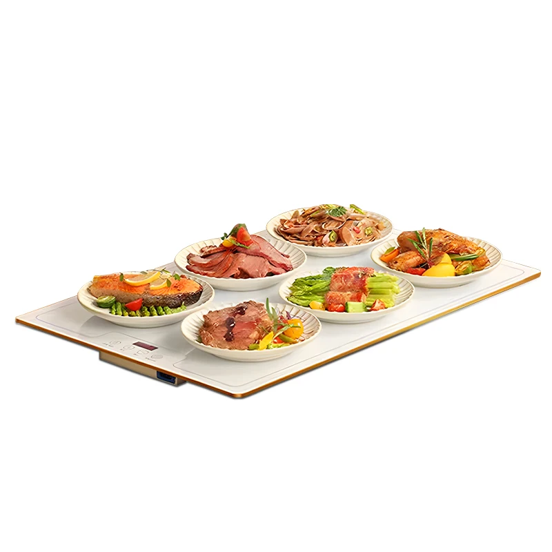 High Quality Aluminium Alloy Tempered Glass Electric Food Warming Tray Adjustable Temperature Party Hot Plate for Families for
