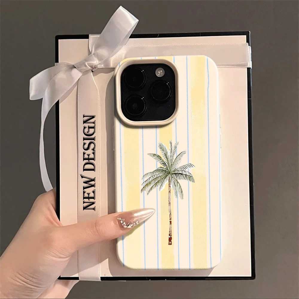 Koreanischer Stil Sommer Strand Kokospalmen Handyhülle für iPhone 17 16 15 14 13 12 11 Pro Max Plus X XR Silikon Matt Weiche Hülle – Detail 1