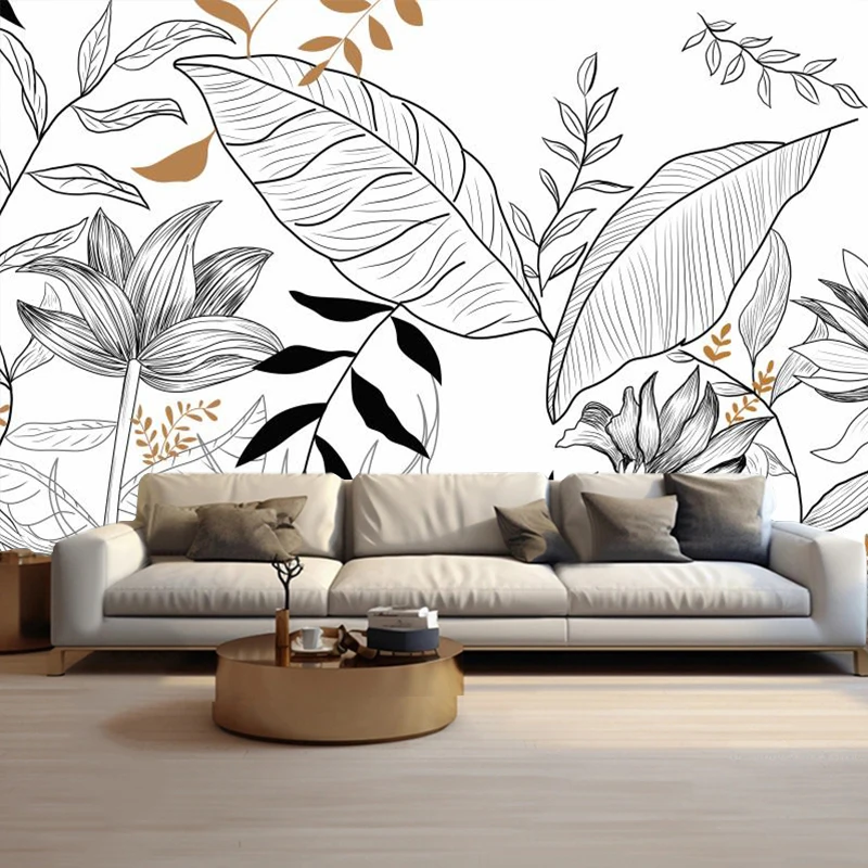 Custom Wallpaper 3D Hand-painted Rainforest Plant Leaves Floral Natural Background Painting Mural Home Decor Wall Covering