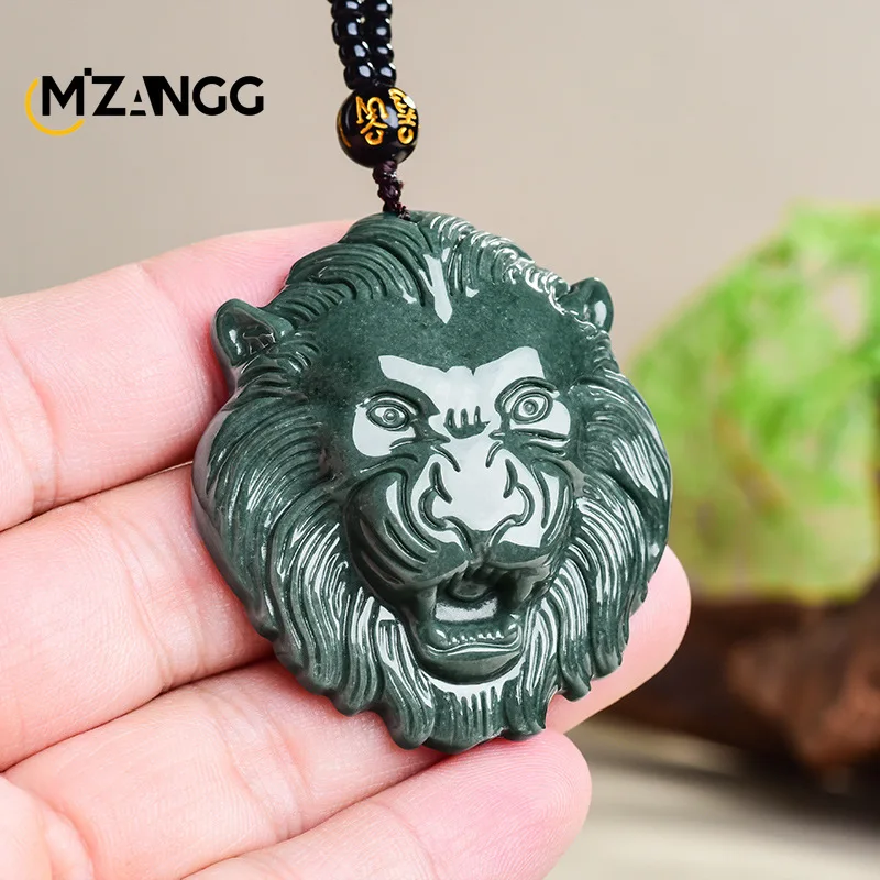 Natural A Goods Jade Domineering Lion Head Jade Pendant Hand-carved Fashion Exquisite Jewelry Men\'s and Women\'s Holiday Gifts