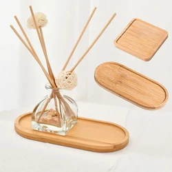 Simple Bamboo Wooden Tray Bathroom Countertop Bottle Organizer Oval Rectangular Jewelry Storage Tray