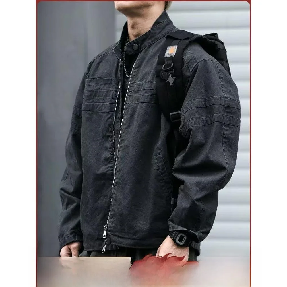 

Мужская свободная куртка 2025: Весенне-осенняя уличная мода в стиле Харадзюку, корейский тренд, полиэстер, свободный крой