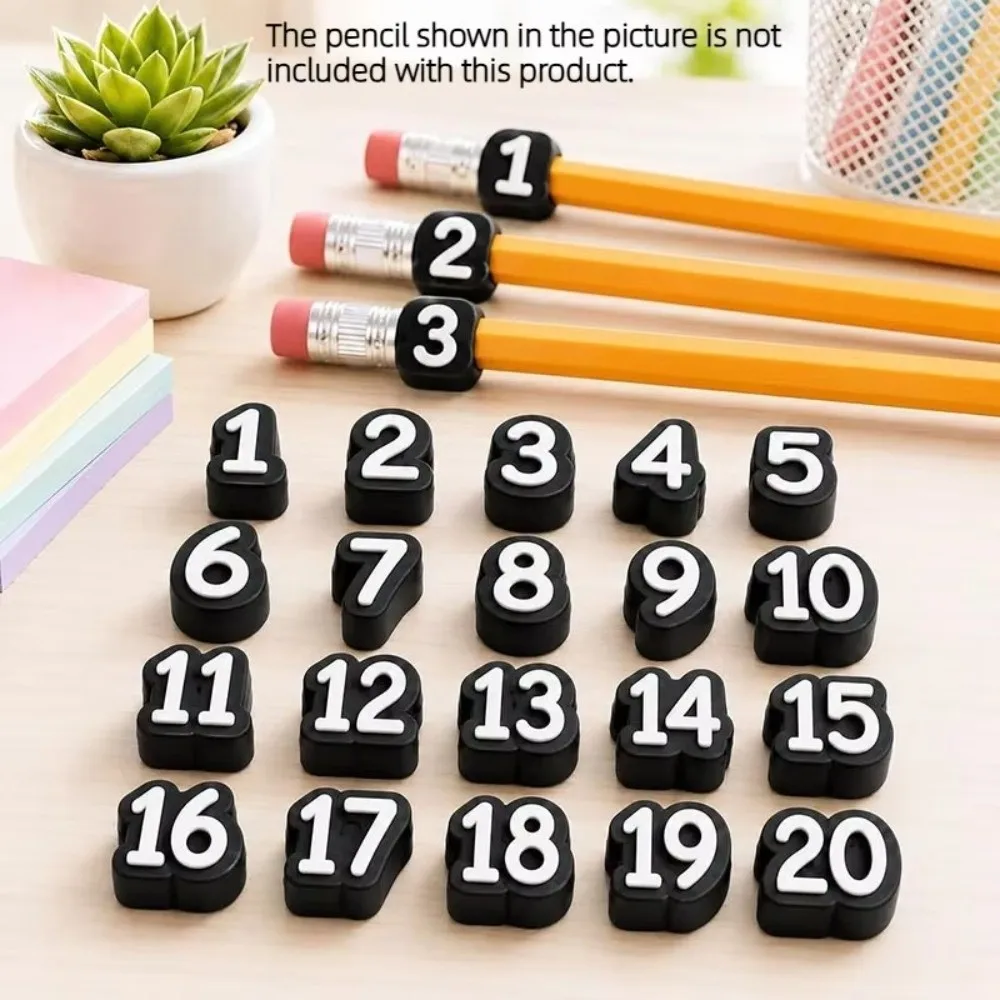 50pcs Storage Organizer Soft Pencil Tracking Markers Silicone Cute Numbered Pencil Caps Reusable Reusable Pencil Labels Adults