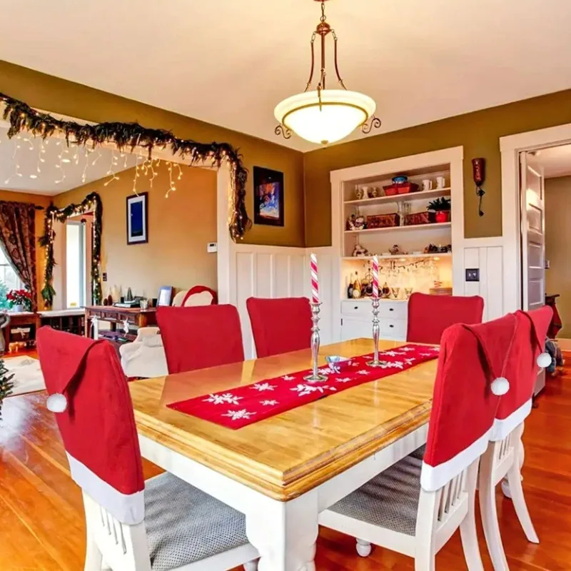 

Christmas Chair Cover & Decoration Set - Cartoon Home Christmas Supplies for Dining Chair & Party