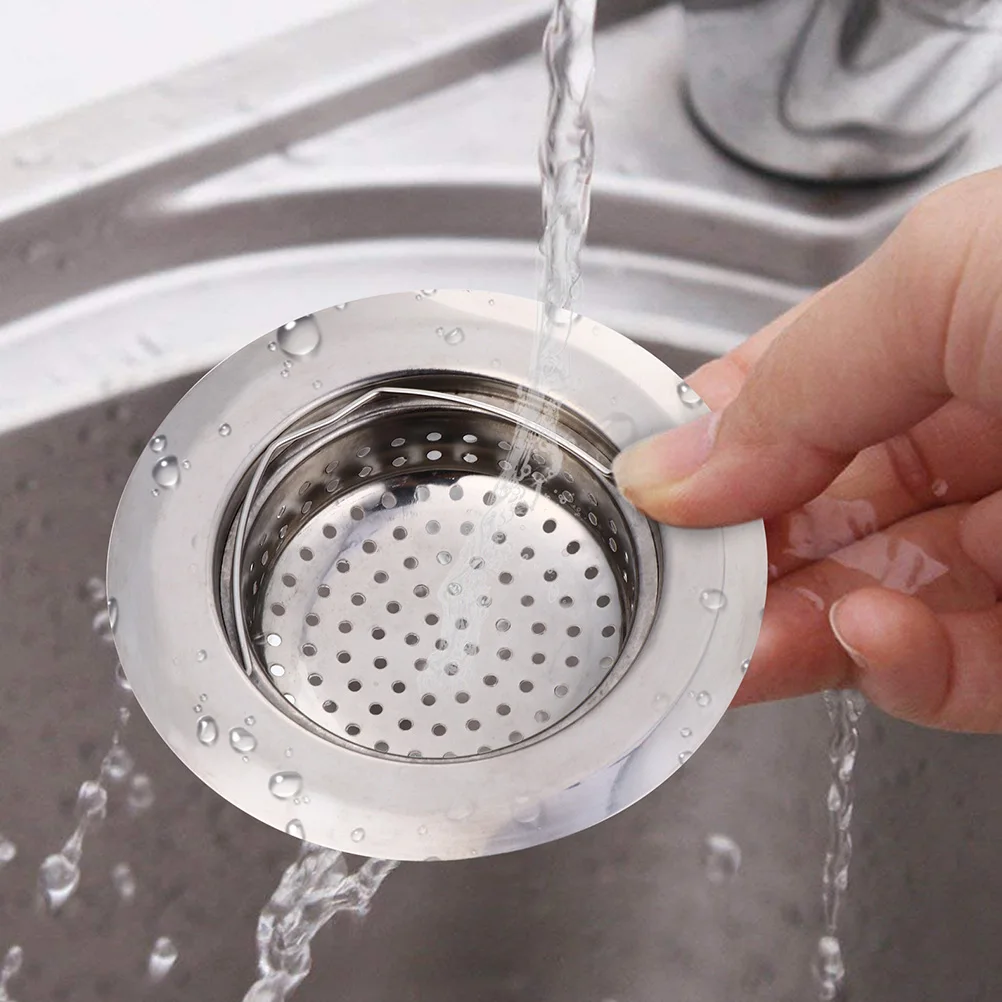 

4Pcs StainlessSteel SinkStrainer 201 AntiClogging KitchenDrain Filter WashBasin HairFilter FineMesh FoodWaste Collector