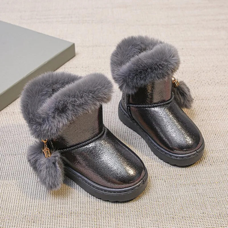 Winter Children Artificial Fur Short Snow Boots Baby Kids Winter Warm Shoes For Girls